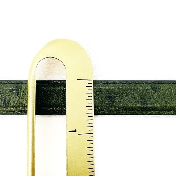 Carlisle Skinny Belt Womens Medium Green Ostrich Leather Gold-tone Buckle EUC main image 6